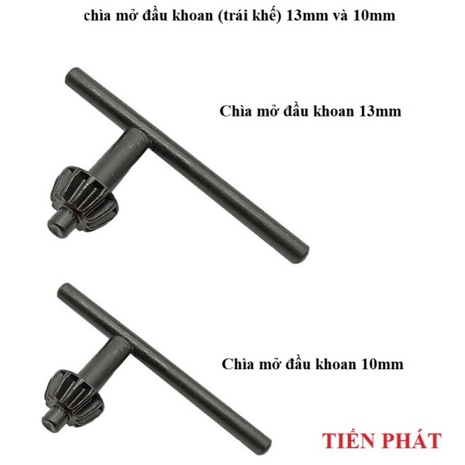 Chìa mở máy khoan, tay khế mở máy khoan 10mm, 13mm, 16mm. Cặp tán máy mài 1T, cặp đồng tiền máy mài 100mm