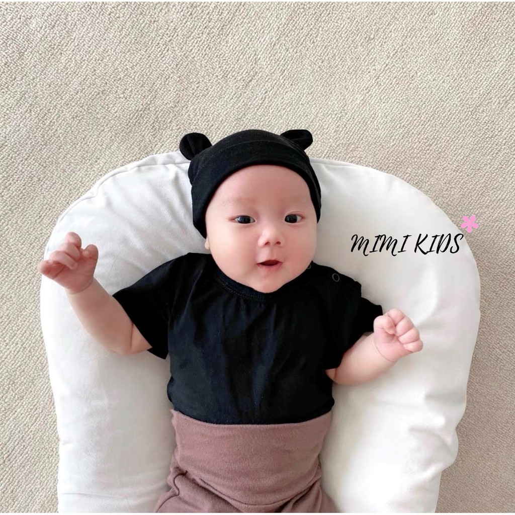 Mũ cotton - sơ sinh tai gấu cho bé (0-6m) Full 10 màu Mimi Kids