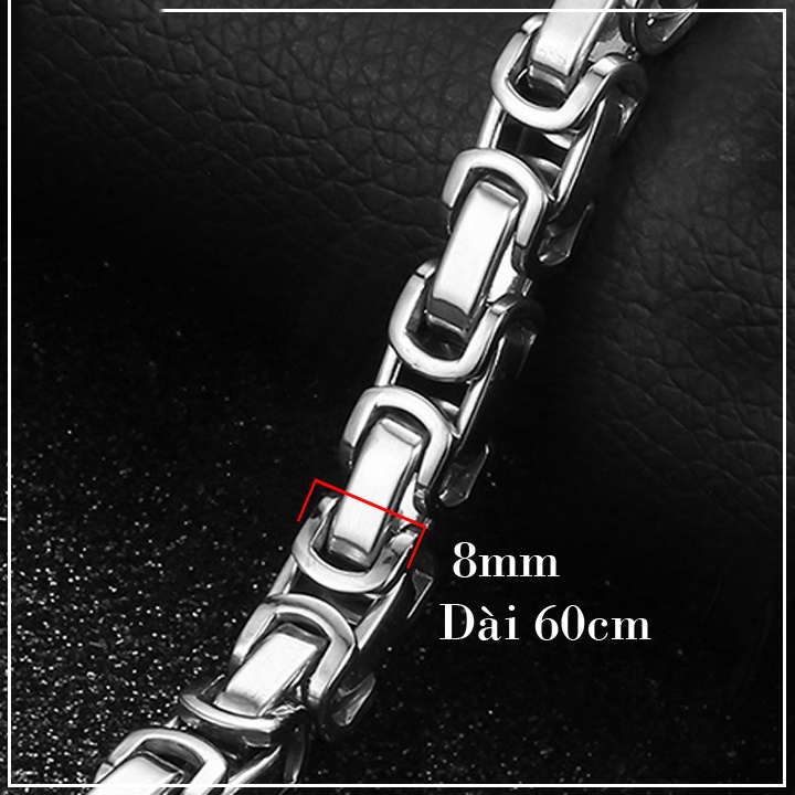 Dây chuyền nam inox kiểu dây sên 8mm trơn sáng bóng không đen, không gỉ đem lại vẻ đẹp nam tính mạnh mẽ cho người đeo