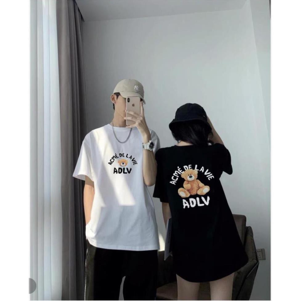 Áo Phông Nam Nữ ADLV Gấu Tay lỡ Áo Thun Nam Nữ ADLV Form Rộng Gấu Teddy