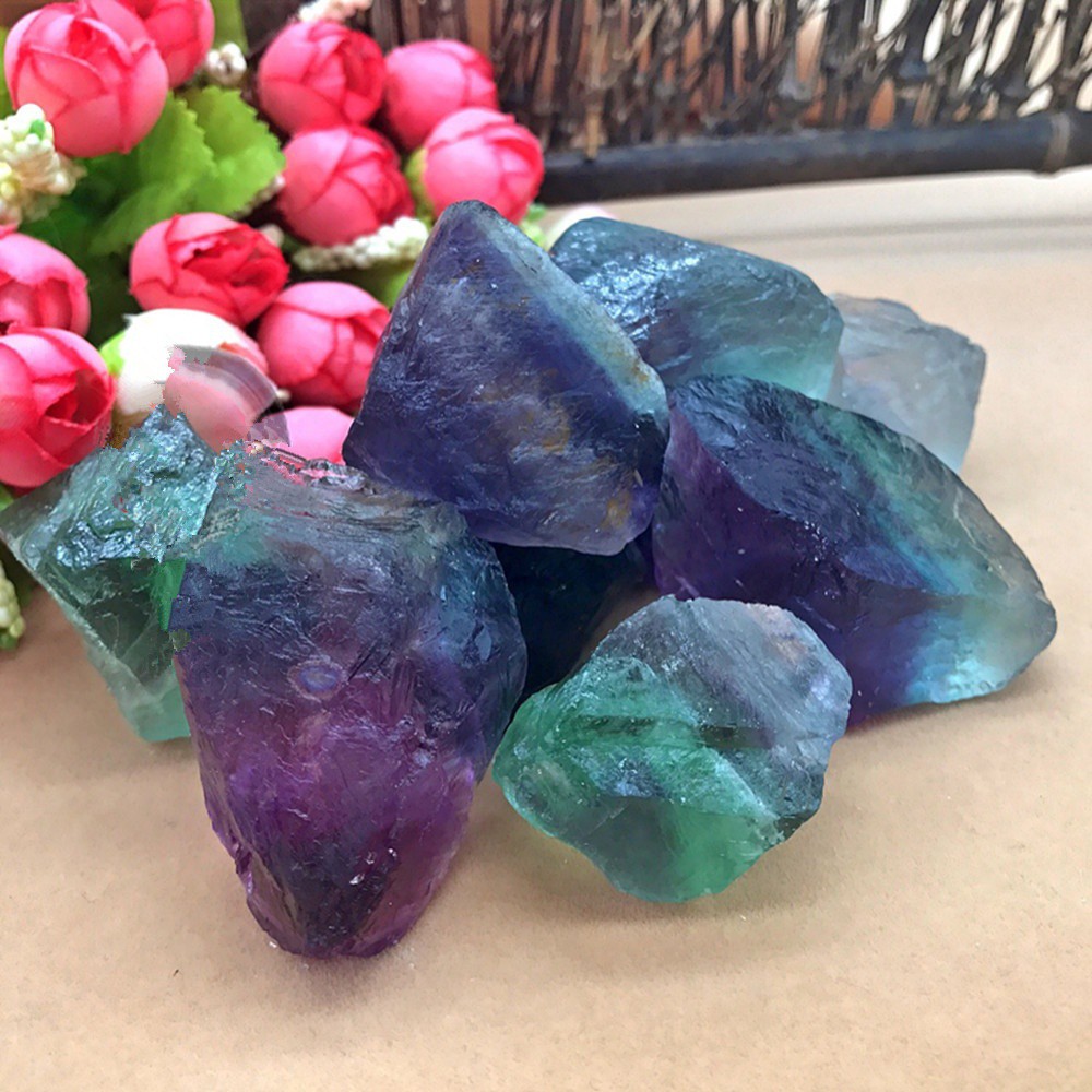 1pc Đá fluorite tự nhiên độc đáo để trang trí