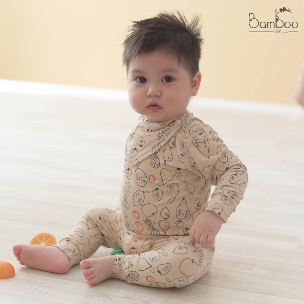 [CHÍNH HÃNG] Bộ áo dài tay quần dài khuy vai họa tiết trẻ em Bamboo by Lil