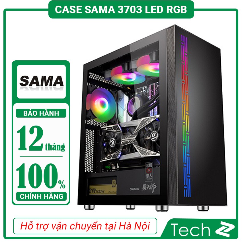 Vỏ Case SAMA 3703 (Mid Tower/Màu Đen/Led RGB)