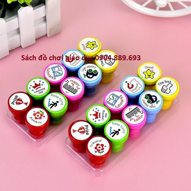 Bộ 10 con dấu giáo viên lời khen teacher praise reward stamps