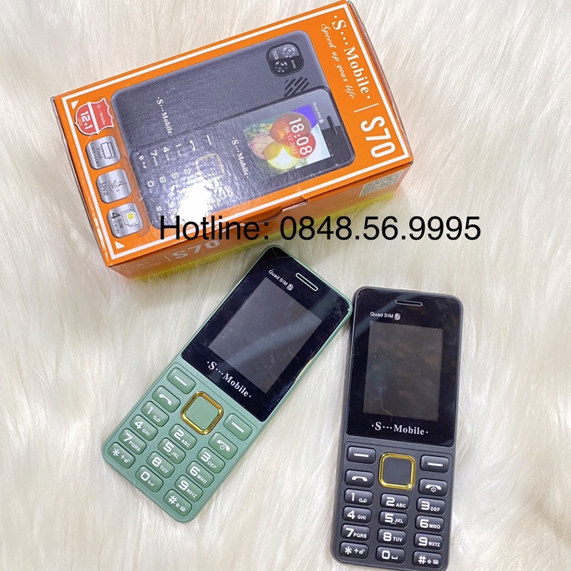 ĐIỆN THOẠI 4 sim S70 - S Mobile S70/ Điện thoại giá rẻ, điện thoại dành cho người già, loa to, đèn pin sáng
