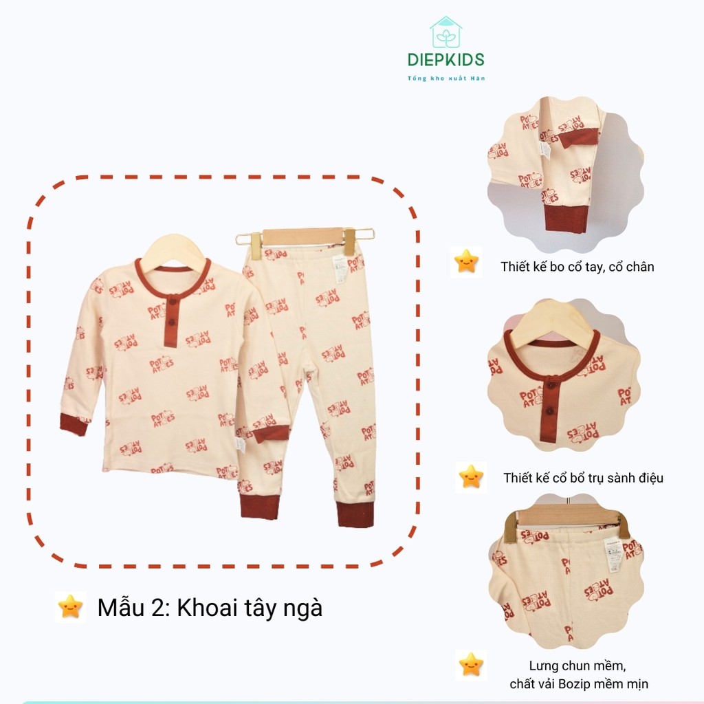 Đồ bộ xuất Hàn dài tay cho bé trai cotton Hàn mềm- BD7