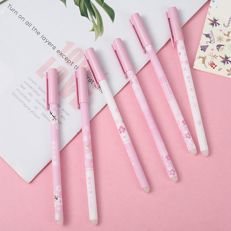 1 Bút Mực Nước Ngòi 0.5mm In Hình Hoa Anh Đào Dễ Thương