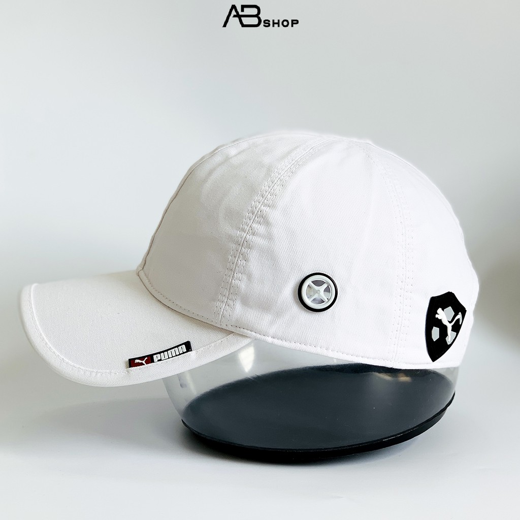 Mũ Lưỡi Trai Puma Không Chóp Logo Mini-Size Trắng Đen AB-30040