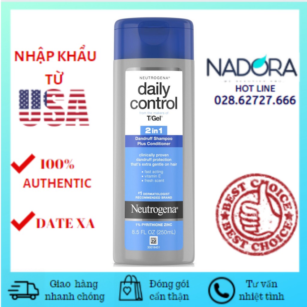 Dầu Gội + Xả Dành Cho Tóc Gàu Neutrogena T/Gel Daily Control 2-in-1 (250ml)