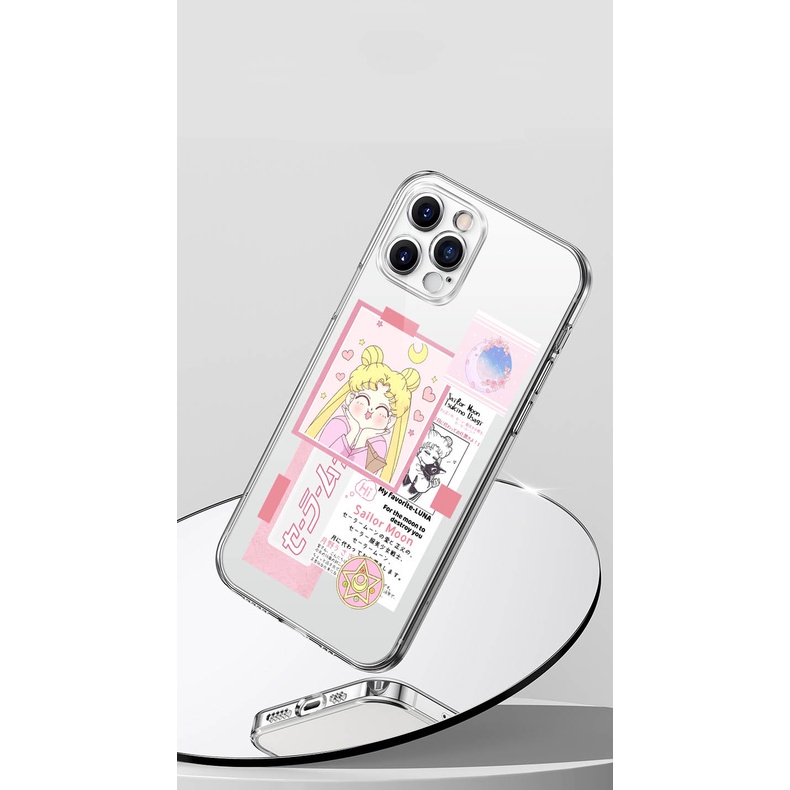 Sailor Moon Ốp Điện Thoại Trong Suốt Chống Sốc In Hình Thủy Thủ Mặt Trăng Cho 7plus se2020 13 promax 12 11promax Xsmax