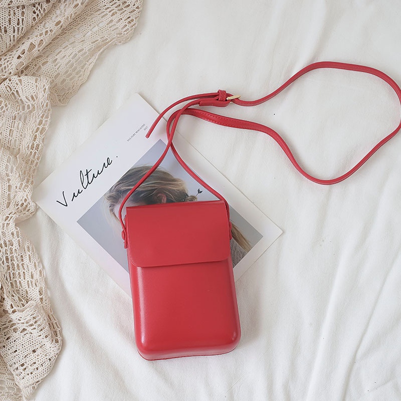 Túi da đeo chéo nam nữ phong cách cổ điển trơn bóng vintage form cứng khóa nam châm BHTT56