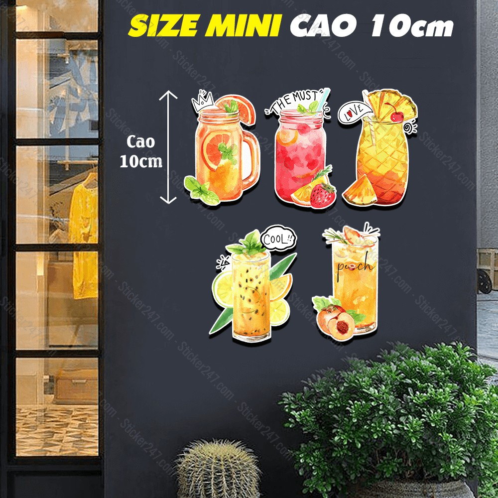 Sticker size lớn ly nước ép, sinh tố, trà sữa 𝑭𝒓𝒆𝒆𝒔𝒉𝒊𝒑 decal trang trí quán cà phê, trà sữa, quán ăn, dán tường, quầy