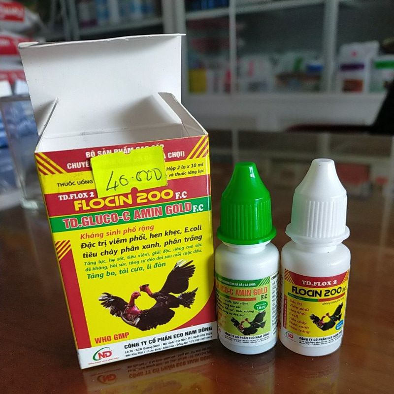 Sản phẩm cho gà đá, giúp tải cựa tăng bo hộp 2 chai Flocin 200