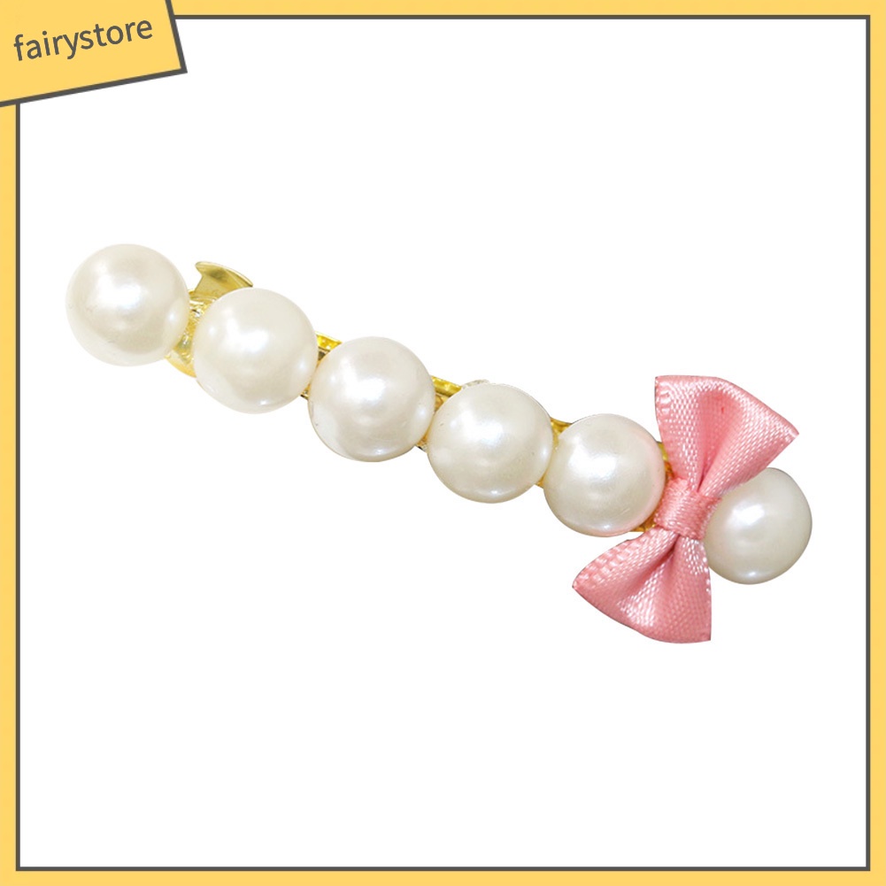 Kẹp tóc hình nơ đính ngọc trai thời trang