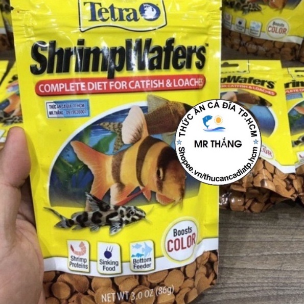 Tetra Shrimp Wafers : Thức ăn Bánh quế Tôm cho tất cả các dòng cá tầng đáy