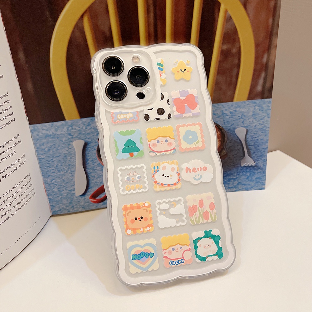 Ốp điện thoại silicon TPU mềm họa tiết ô vuông doodle thích hợp cho iPhone 7 8 Plus 11 Pro Max 12 Mini 13 XR XS