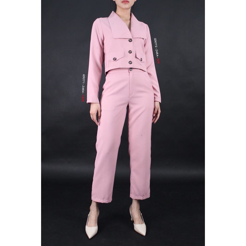 Q9071 & Q9072 - Áo vest croptop Zara tay dài & Quần tây Zara lưng thun , trơn