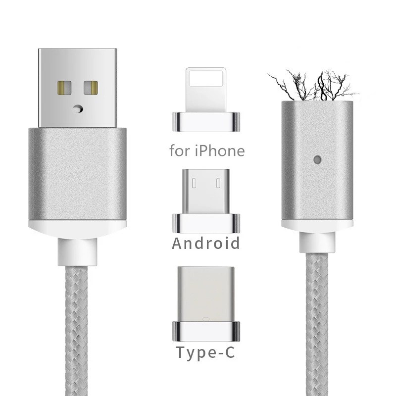 Cáp Sạc Nam Châm Usb Loại C / Micro Usb / Ios 3 Trong 1 Cho Điện Thoại