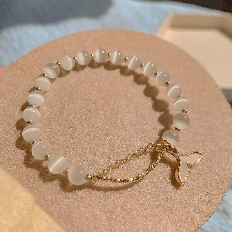 Vòng Tay Đính Đá Opal Hình Đuôi Cá Cho Nữ