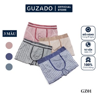 Combo 3 quần lót Boxer Nam GUZADO, Công Nghệ Dệt Không Đường May, Kháng Khuẩn Cực Tốt GZ01