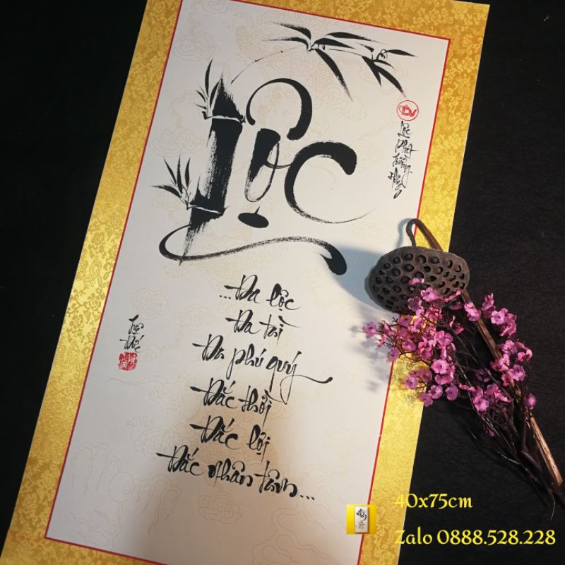 Tranh chữ thư pháp viết tay siêu đẹp 40x70cm