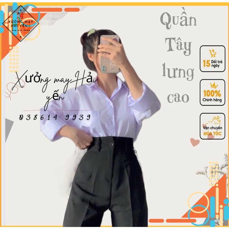 Quần Baggy Nữ Đơn Có Màu Giản Có Màu Xanh Đen Chất Liệu Vitex Công Sở Tôn Dáng Lưng Cao Mã 009