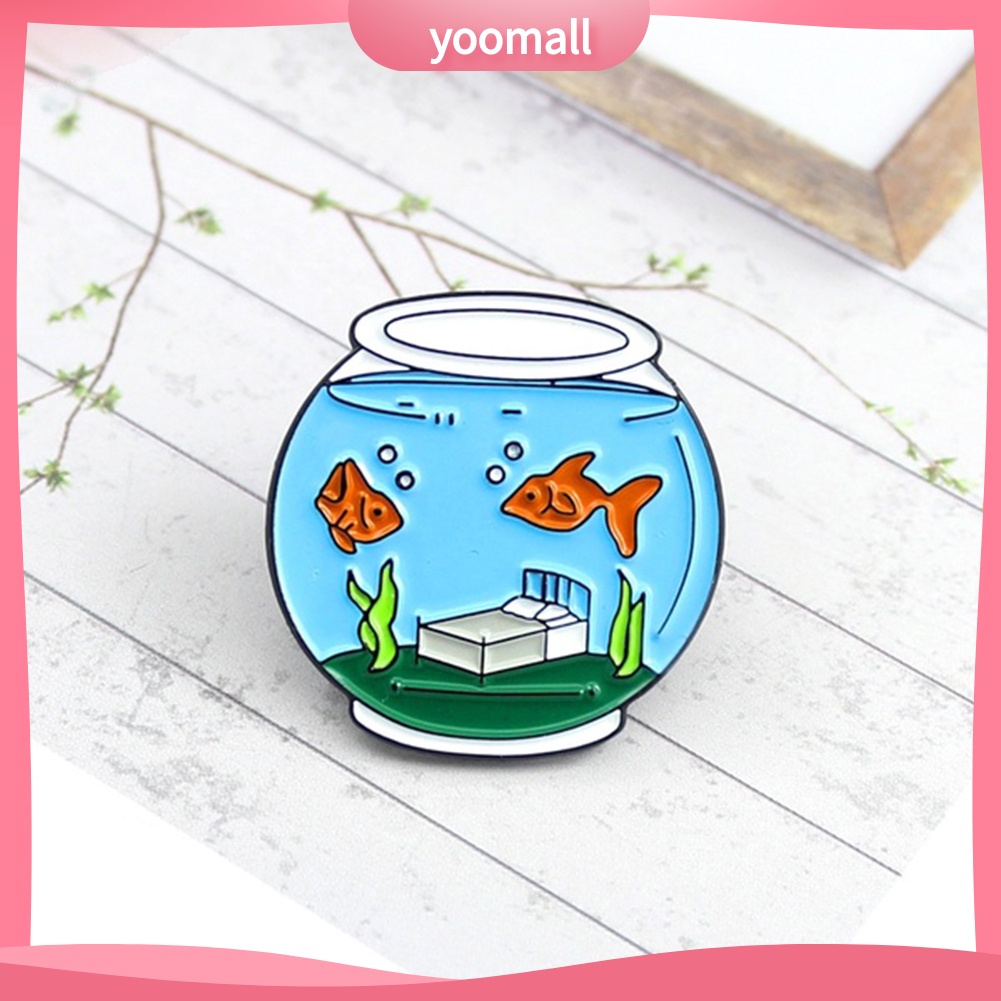 YOML✔Cute Goldfish Fish Tank Enamel Brooch Pin Lapel Denim Jeans Coat Badge Jewelry