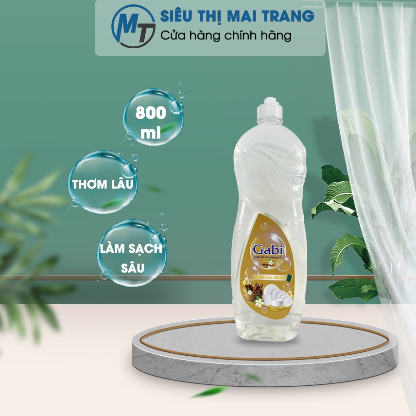 Nước rửa chén Gabi cao cấp không hại da tay, diệt sạch khuẩn - Dung tích 450/800ML, Hương chanh