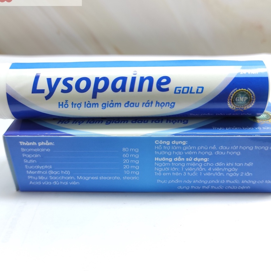 Viên Ngậm Lysopaine Gold Giảm Sưng Đau Rát Họng - Hộp 24 viên