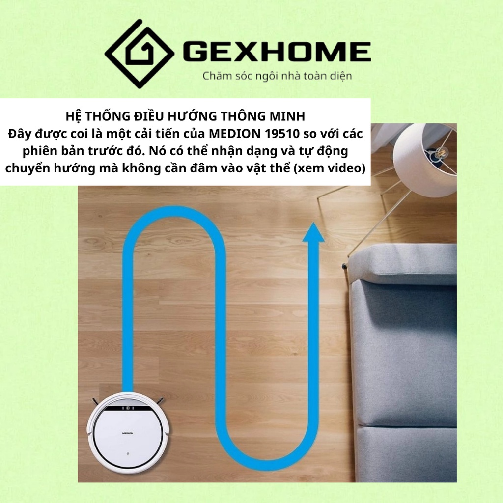 Robot hút bụi Medion MD19510 (t11/2021) kết hợp hút bụi và lau nhà - CAM KẾT CHÍNH HÃNG - GEXHOME