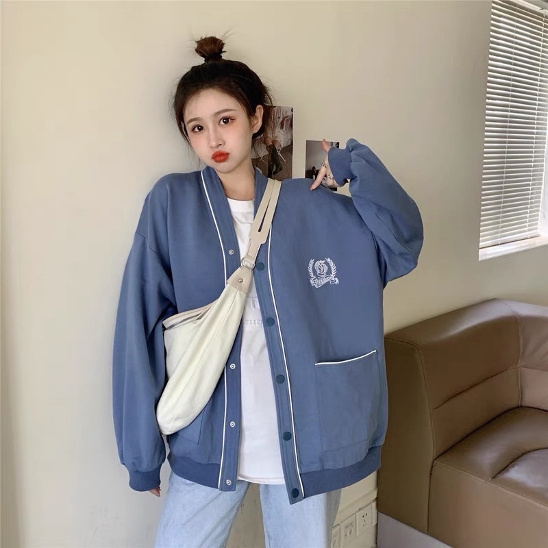 [ ẢNH THẬT ] ÁO KHOÁC CARDIGAN XANH HÀN QUỐC FORM RỘNG | BigBuy360 - bigbuy360.vn