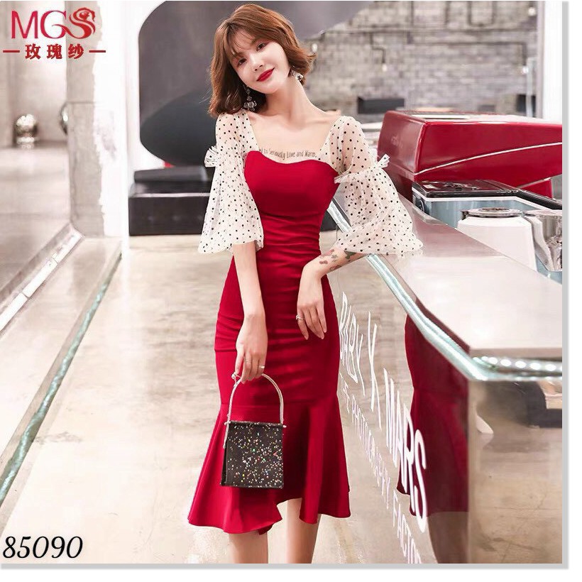 ĐẦM UMI ĐUÔI CÁ PHỐI LƯỚI,THIẾT KẾ HỌA TIẾT TRƠN NHƯNG KHÔNG KÉM PHẦN SANG TRỌNG  THỜI TRANG KME.STORE