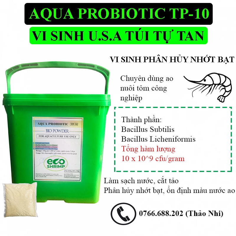 1 Xô Vi Sinh Mỹ Túi Tự Tan Xử Lý Nước Ao Nuôi Tôm Nhập Khẩu USA [Phân Hủy Nhớt Bạt]