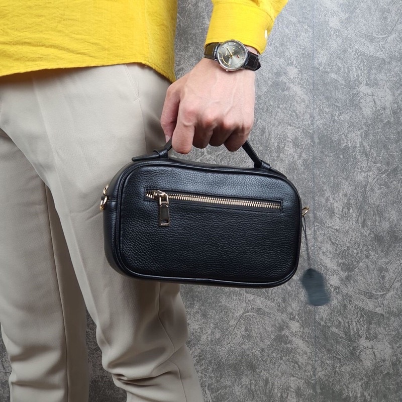 Clutch cầm tay da bò cao cấp có dây đeo