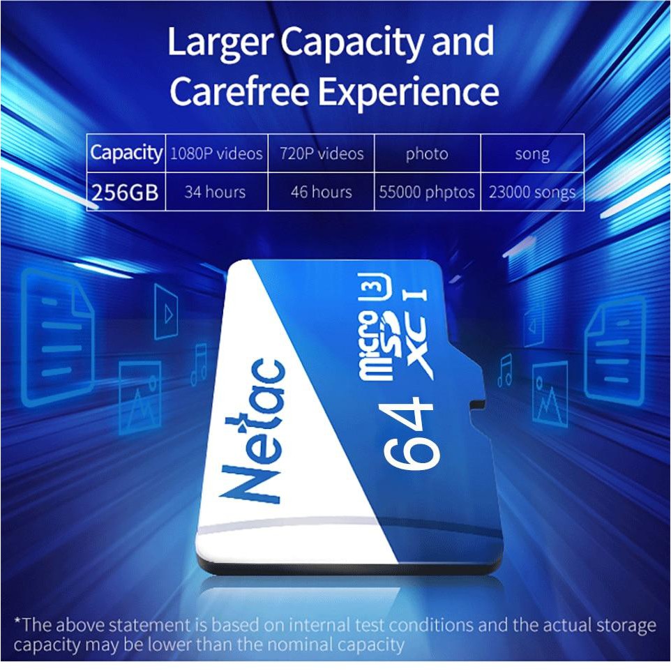 Thẻ nhớ microSDXC Netac Extreme 64GB U3 4K 100MB/s (Xanh)