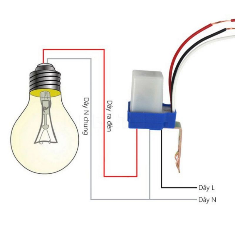 Công tắc cảm biến ánh sáng 220V 10A tự động bật tắt đèn khi trời sáng tối
