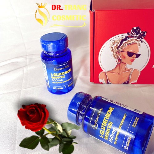 Viên uống trắng da glutathion, chống oxy hoá, giải độc gan, lọ 30 viên