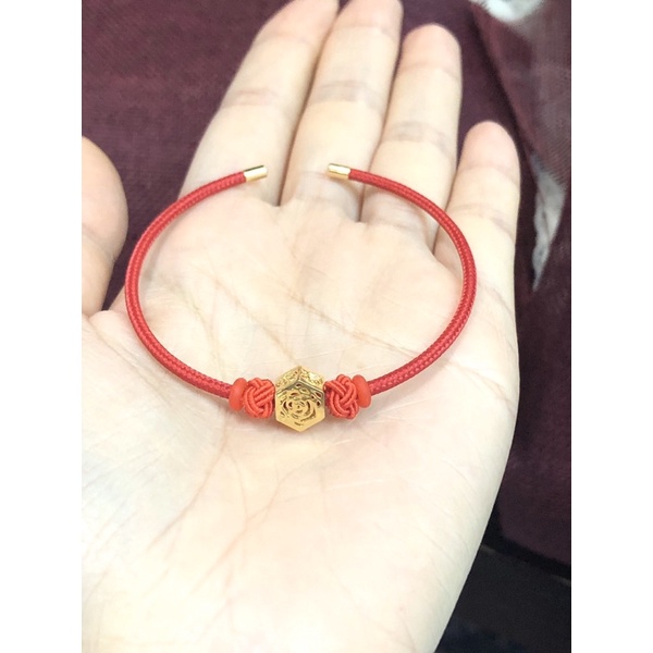 Charm 10k hoa hồng hình lục giác,Charm lục giác in hoa hồng Au 10k-Minh Tâm Jewelry