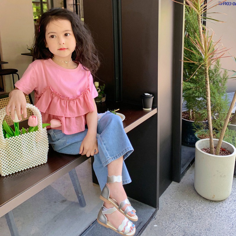 Áo Thun Ngắn Tay Cổ Tròn Giả Hai Lớp Thời Trang Mùa Hè Hàn Quốc Cho Nữ