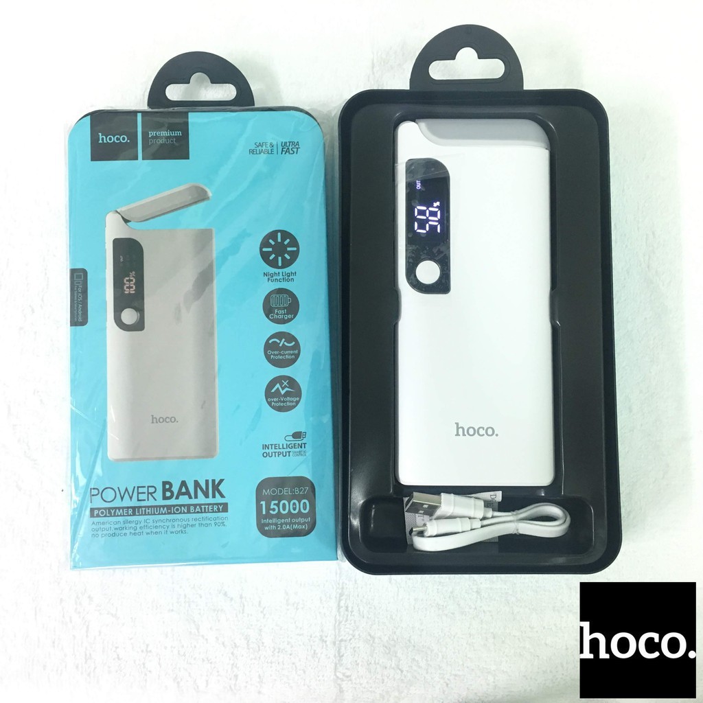 Sạc Dự Phòng Kiêm Đèn Led Siêu Sáng Hoco B27 15000mAh-Hàng Chính Hãng