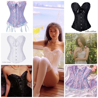 Corset cotton hoa văn vintage cổ điển mix đồ cực đẹp, đủ Size S-M-L