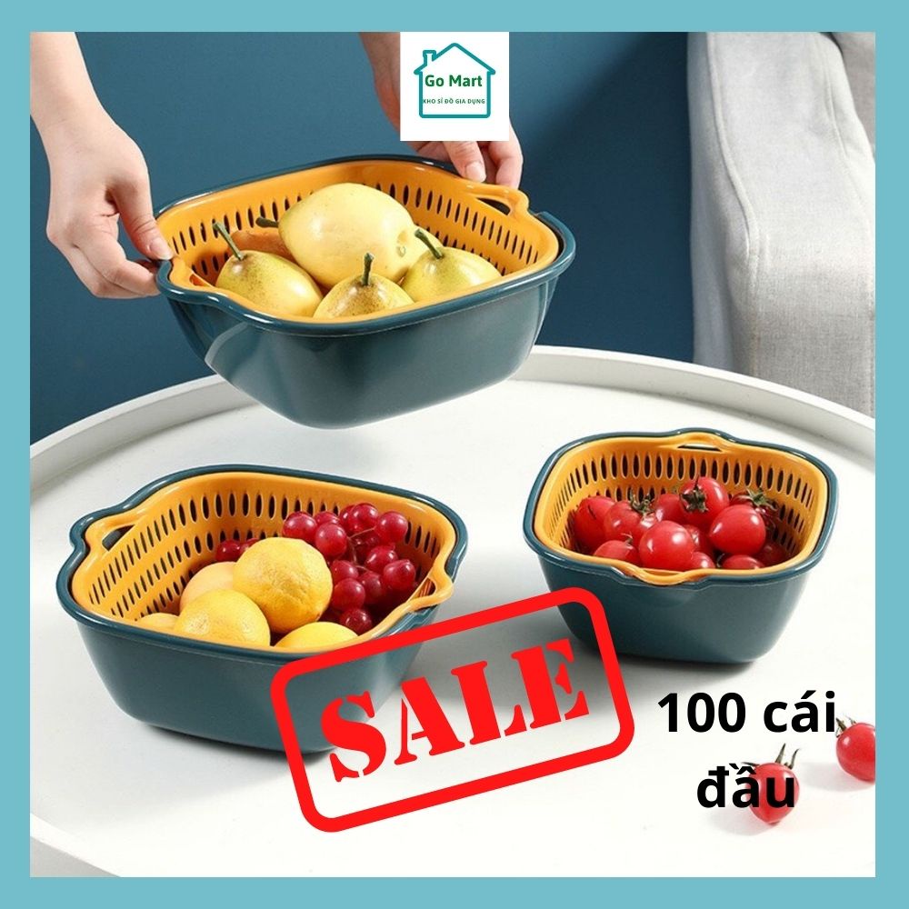 Rổ nhựa kèm chậu, bộ 6 món chất liệu nhựa cao cấp, tiện lợi tiết  kiệm diện tích, dễ vệ sinh