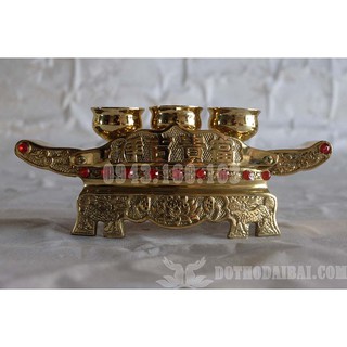 Khay chén thờ bằng đồng vàng bộ 3 chiếc được đúc theo công nghệ đài loan