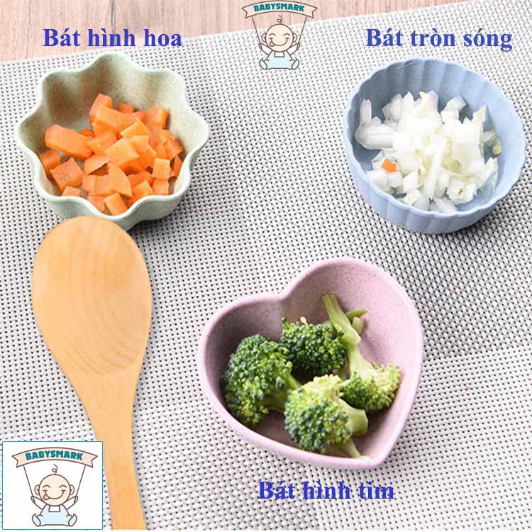 Chén ăn dặm, bát ăn dặm lúa mạch kiểu nhật mini dành cho bé từ 5 tháng tuổi trở lên tập ăn dặm