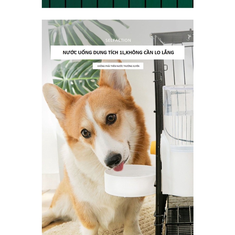 Bộ 2 Bát Ăn + Bát Uống Treo Chuồng, Khay Đựng Thức Ăn Và Nước Gắn Lồng Treo Chuồng Tự Động Cho chó Mèo
