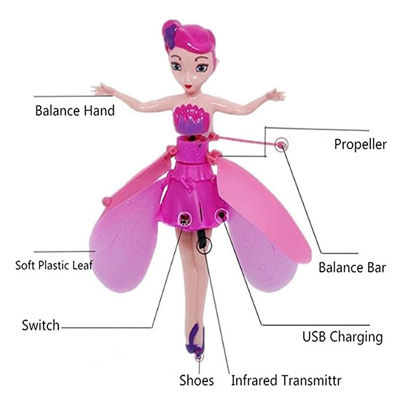 Đồ chơi trẻ em búp bê công chúa bay với điều khiển hồng ngoại