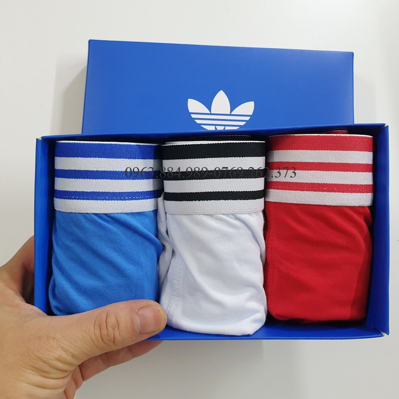 Hộp 3 quần boxer AD.01 chất cotton cạp dệt dạng sịp đùi nhiều màu cho anh em- Ảnh, video shop làm