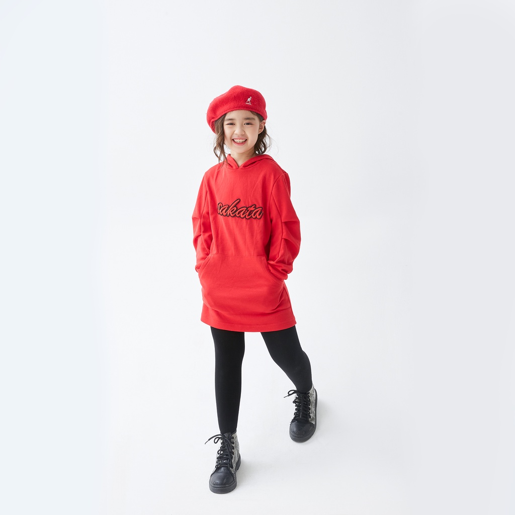 Váy hoodie JOOKYLI bé gái màu đỏ dáng dài 42G0860