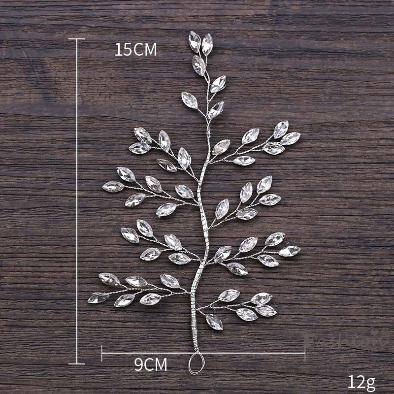 Phụ Kiện Cài Tóc Hình Cành Cây Đính Đá Pha Lê Màu Bạc Xinh Xắn Cho Cô Dâu