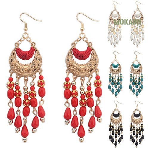 Bông Tai Thời Trang Kiểu Móc Tua Hình Trăng Khuyết Cổ Điển Cho Nữ